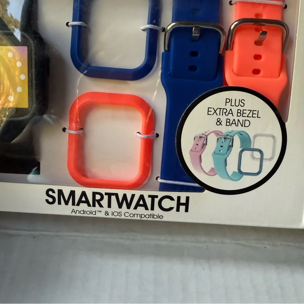 Smartwatch with Interchangeable Bands - Black,‎ Blue, Pink New